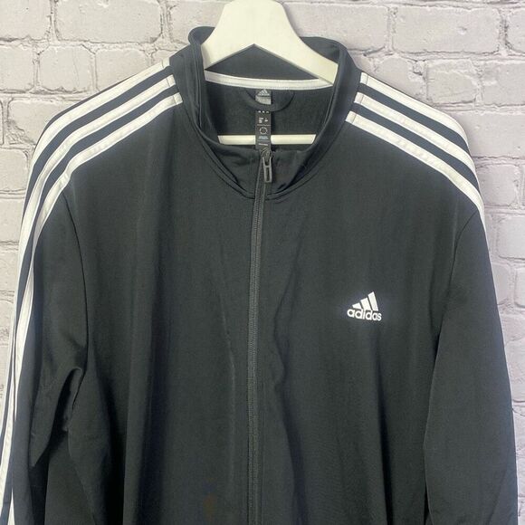 Adidas Classic Black White Stripe Full Zip Warm Up Jacket Size 2 XL    294 - Picture 2 of 7